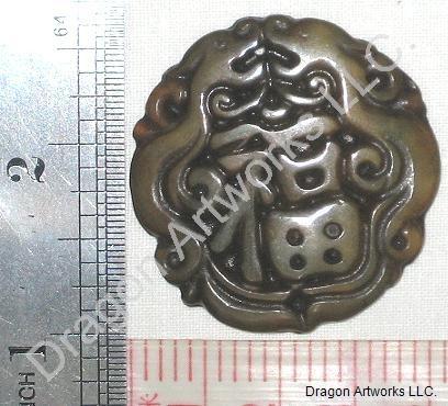 Chinese Blessing Double Dragon Pendant Jade Necklace